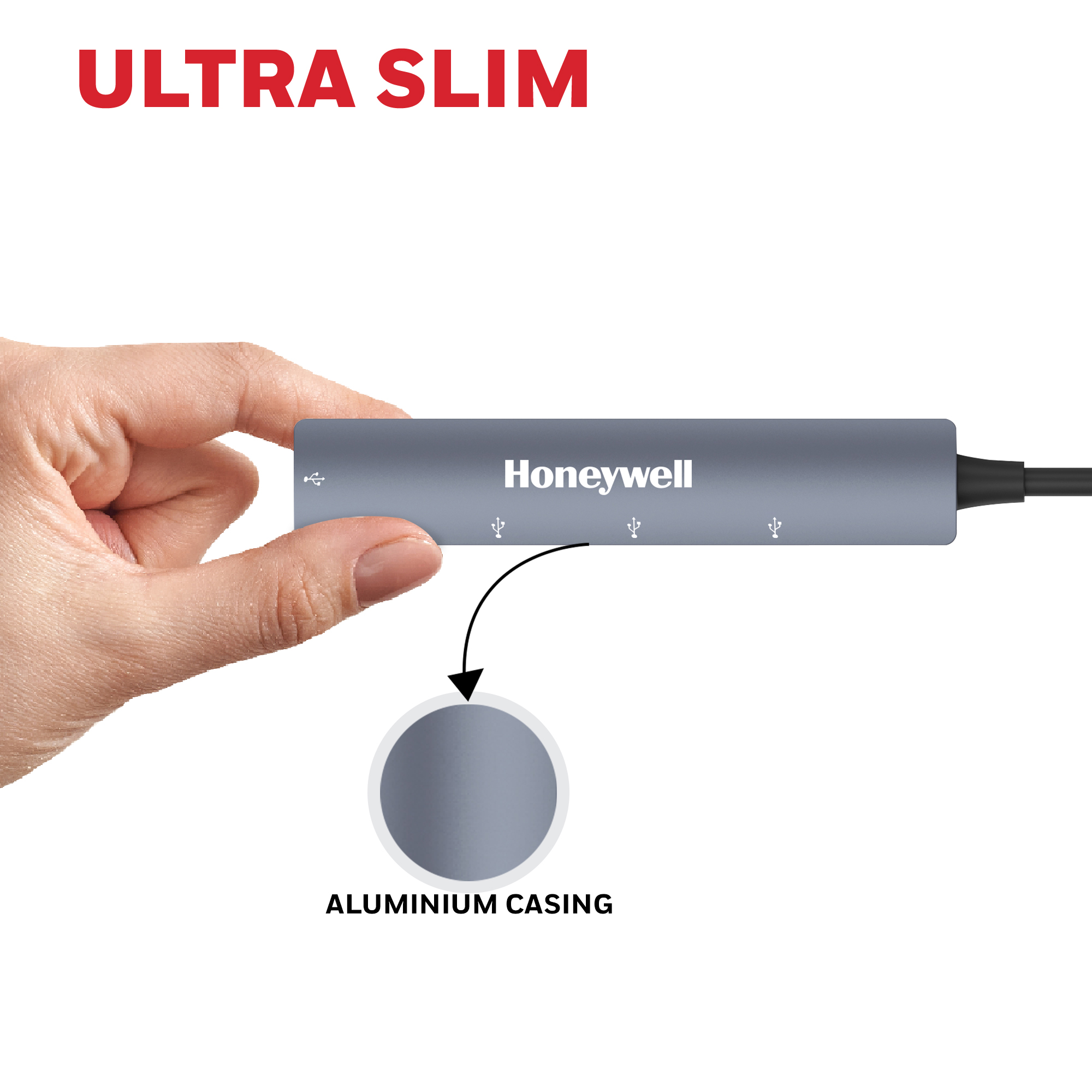 Honeywell 4-in-1 Ultra Slim USB Hub - 30Cms Cable